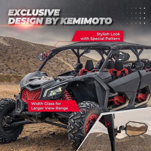 Дзеркала бокові для Can-am Maverick X3 алюмінієві, Kemimoto B0106-03301BK B0106-03301BK фото