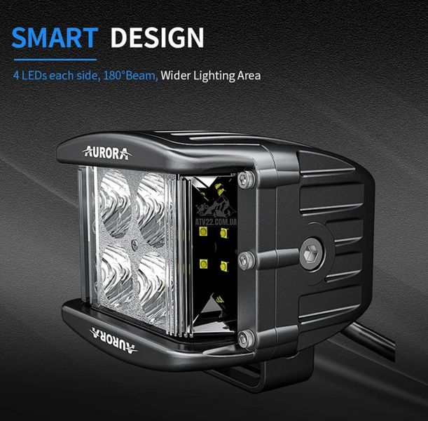 Aurora ALO-2-E4E15D1 LED фара (2шт.) 10см 40W – ближнього світла, світлодіодна квадратна з боковим засвіченням ALO-2-E4E15D1-PAIR-H фото