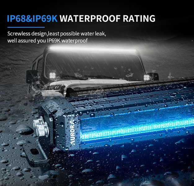 Aurora ALO-S5D1-10-R5Q &mdash; LED балка 31см 50W водійського світла (Driving Beam), з (DRL) денним ходовим вогнем &ndash; RGB ALO-S5D1-10-R5Q-H фото