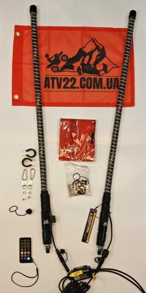 LED флагштоки ATV22 LINE 89см, комплект 2шт., можливість підключення стопів та поворотників, керування через пульт або додаток ATV22-LEDWHIP-89-LINE-PAIR фото