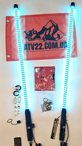 LED флагштоки ATV22 LINE 89см, комплект 2шт., можливість підключення стопів та поворотників, керування через пульт або додаток ATV22-LEDWHIP-89-LINE-PAIR фото