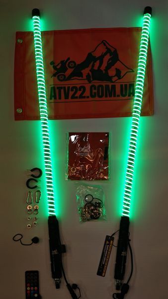 LED флагштоки ATV22 LINE 89см, комплект 2шт., можливість підключення стопів та поворотників, керування через пульт або додаток ATV22-LEDWHIP-89-LINE-PAIR фото