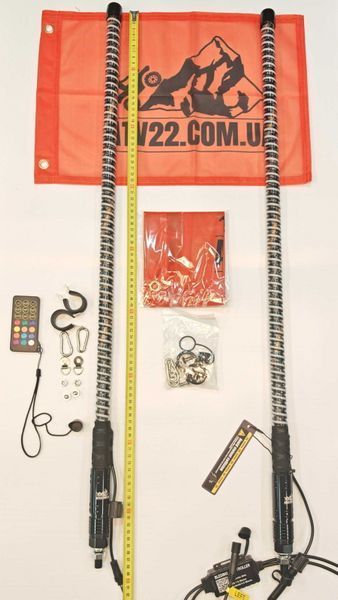 LED флагштоки ATV22 LINE 89см, комплект 2шт., можливість підключення стопів та поворотників, керування через пульт або додаток ATV22-LEDWHIP-89-LINE-PAIR фото