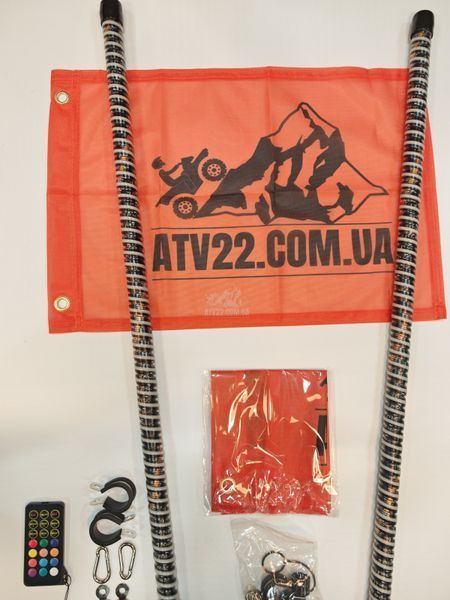 LED флагштоки ATV22 LINE 89см, комплект 2шт., можливість підключення стопів та поворотників, керування через пульт або додаток ATV22-LEDWHIP-89-LINE-PAIR фото