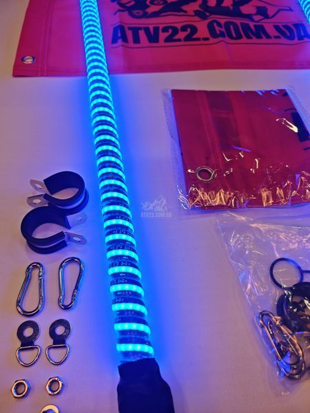 LED флагштоки ATV22 LINE 89см, комплект 2шт., можливість підключення стопів та поворотників, керування через пульт або додаток ATV22-LEDWHIP-89-LINE-PAIR фото