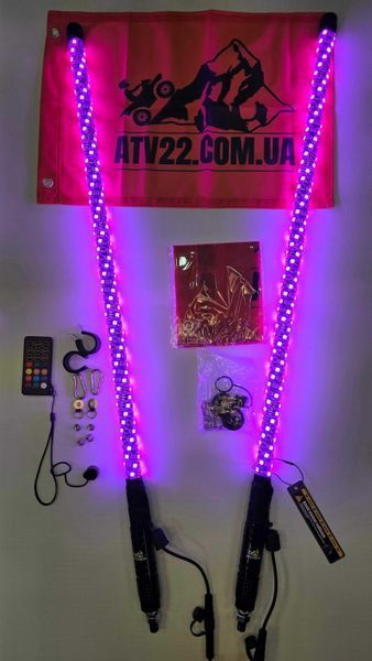 LED флагштоки ATV22 STANDARD 89см, комплект 2шт., можливість підключення стопів та поворотників, керування через пульт або додаток ATV22-LEDWHIP-89-STANDARD-PAIR фото