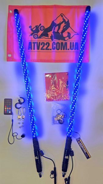 LED флагштоки ATV22 STANDARD 89см, комплект 2шт., можливість підключення стопів та поворотників, керування через пульт або додаток ATV22-LEDWHIP-89-STANDARD-PAIR фото