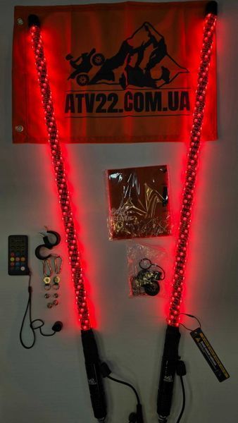 LED флагштоки ATV22 STANDARD 89см, комплект 2шт., можливість підключення стопів та поворотників, керування через пульт або додаток ATV22-LEDWHIP-89-STANDARD-PAIR фото