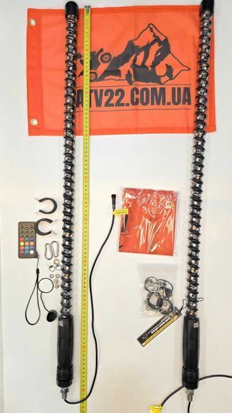 LED флагштоки ATV22 ARMOR 92см, комплект 2шт., можливість підключення стопів та поворотників, керування через пульт або додаток ATV22-LEDWHIP-92-ARMOR-PAIR фото